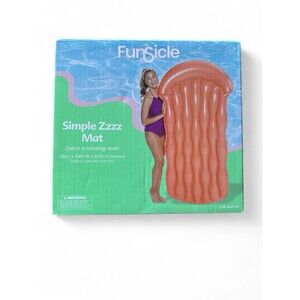 Funsicle 6 ft Simple Zzzz Inflatable Water Lounge Mat w/ AirFlate Tool & Patch